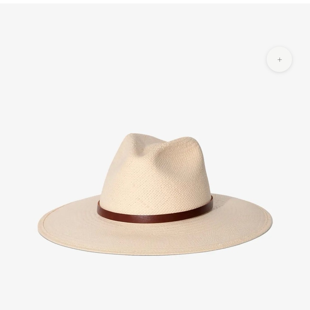 Janessa Leone Judith Hat with Brown Band- Packable straw Fedora Size Medium